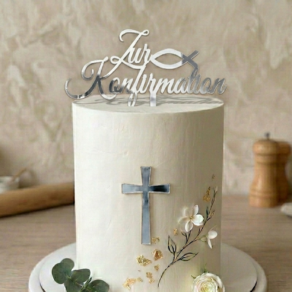 Cake Topper – Zur Konfirmation mit Kreuz